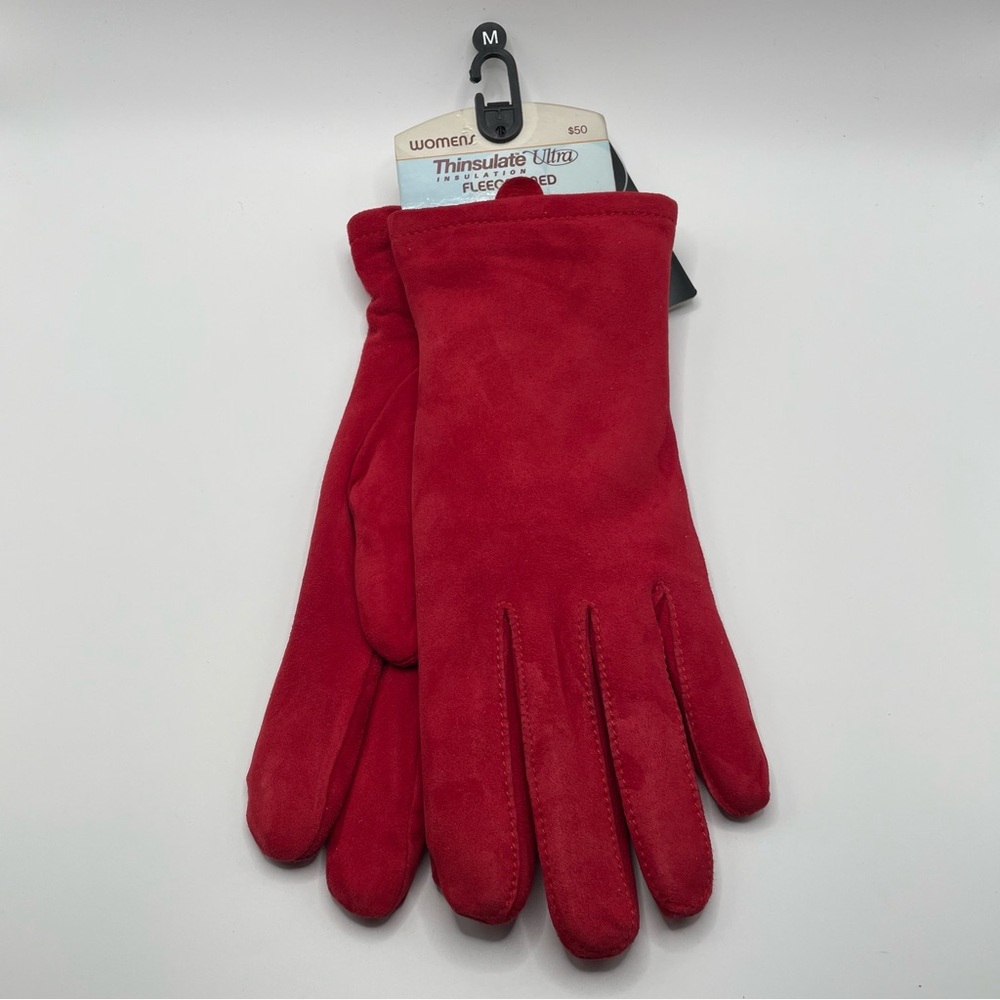 Wilsons Leather Women's Thinsulate Red Fleece-Lined Suede Gloves Medium M